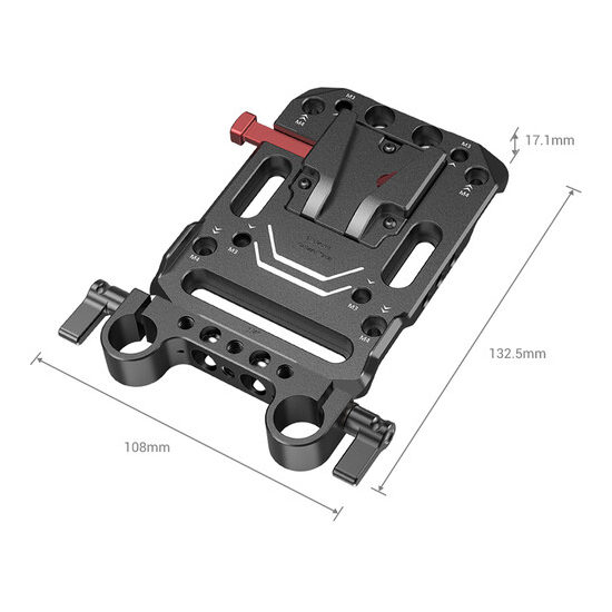 SmallRig 3016 Piastra per batteria V-Mount e doppio morsetto per asta da 15mm