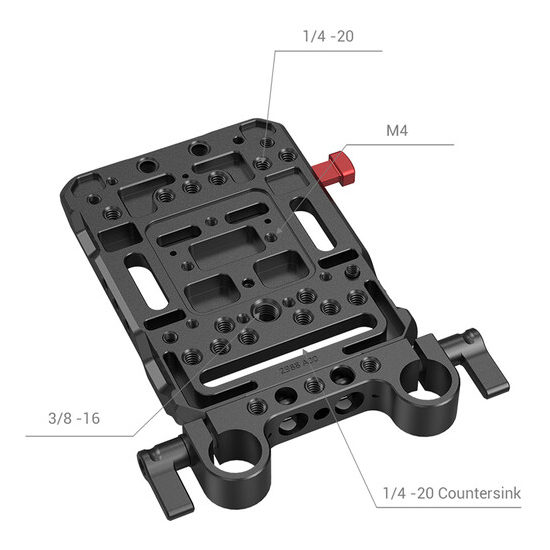 SmallRig 3016 Piastra per batteria V-Mount e doppio morsetto per asta da 15mm