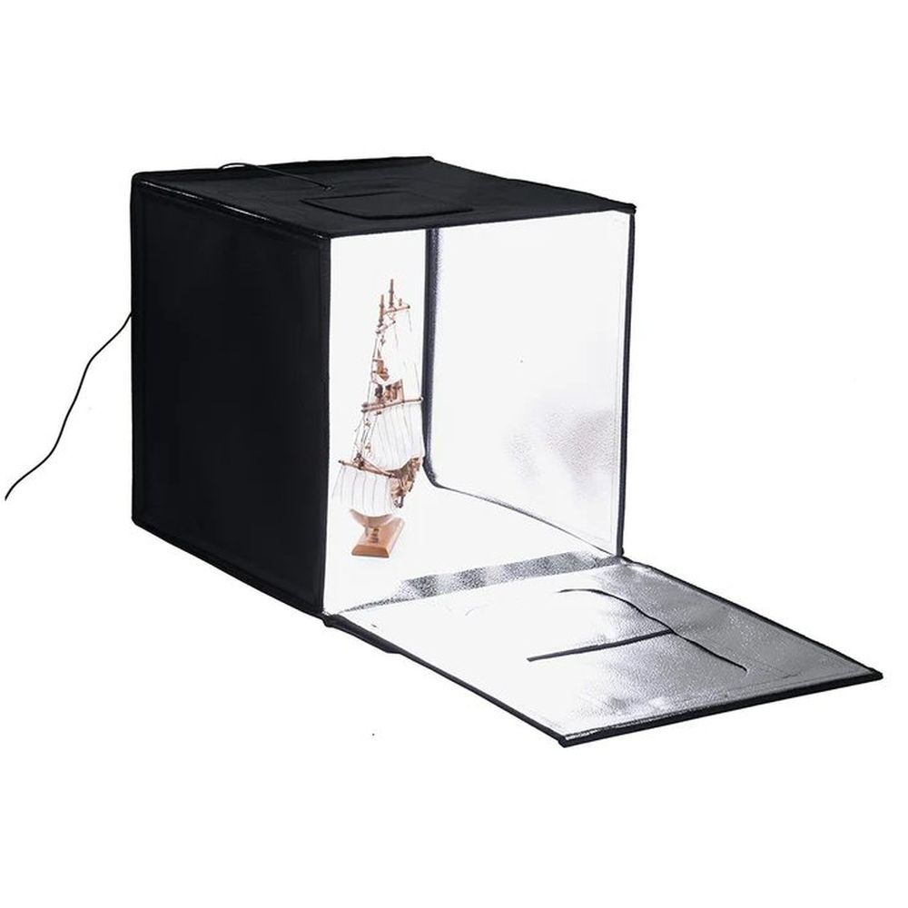 Fotodiox Pro LED Studio-in-a-Box per la fotografia da tavolo - Include tenda luminosa, luci LED integrate, custodia per il trasporto e quattro fondali