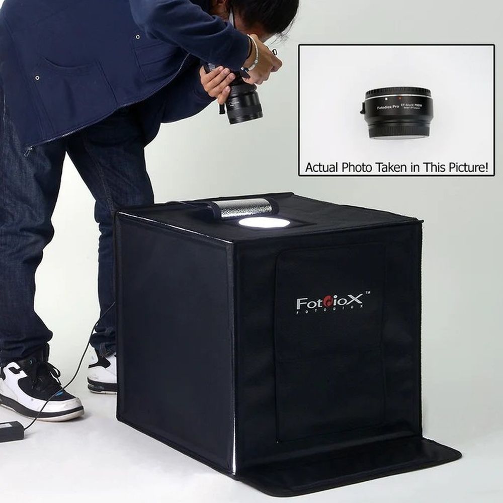 Fotodiox Pro LED Studio-in-a-Box per la fotografia da tavolo - Include tenda luminosa, luci LED integrate, custodia per il trasporto e quattro fondali