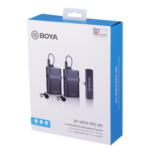 Boya 2.4 GHz Duo Lavalier microfono senza fili BY-WM4 Pro-K6 per Android