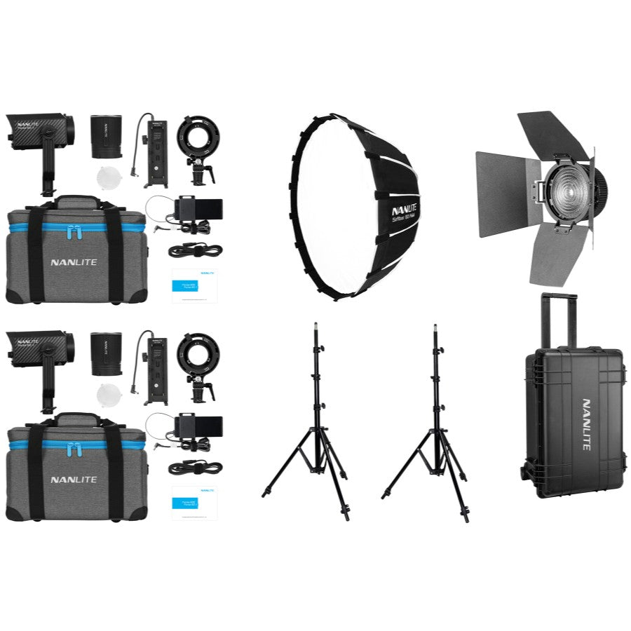 Nanlite Forza 60 II LED dual kit (con custodia, stativo, fresnel e softbox)