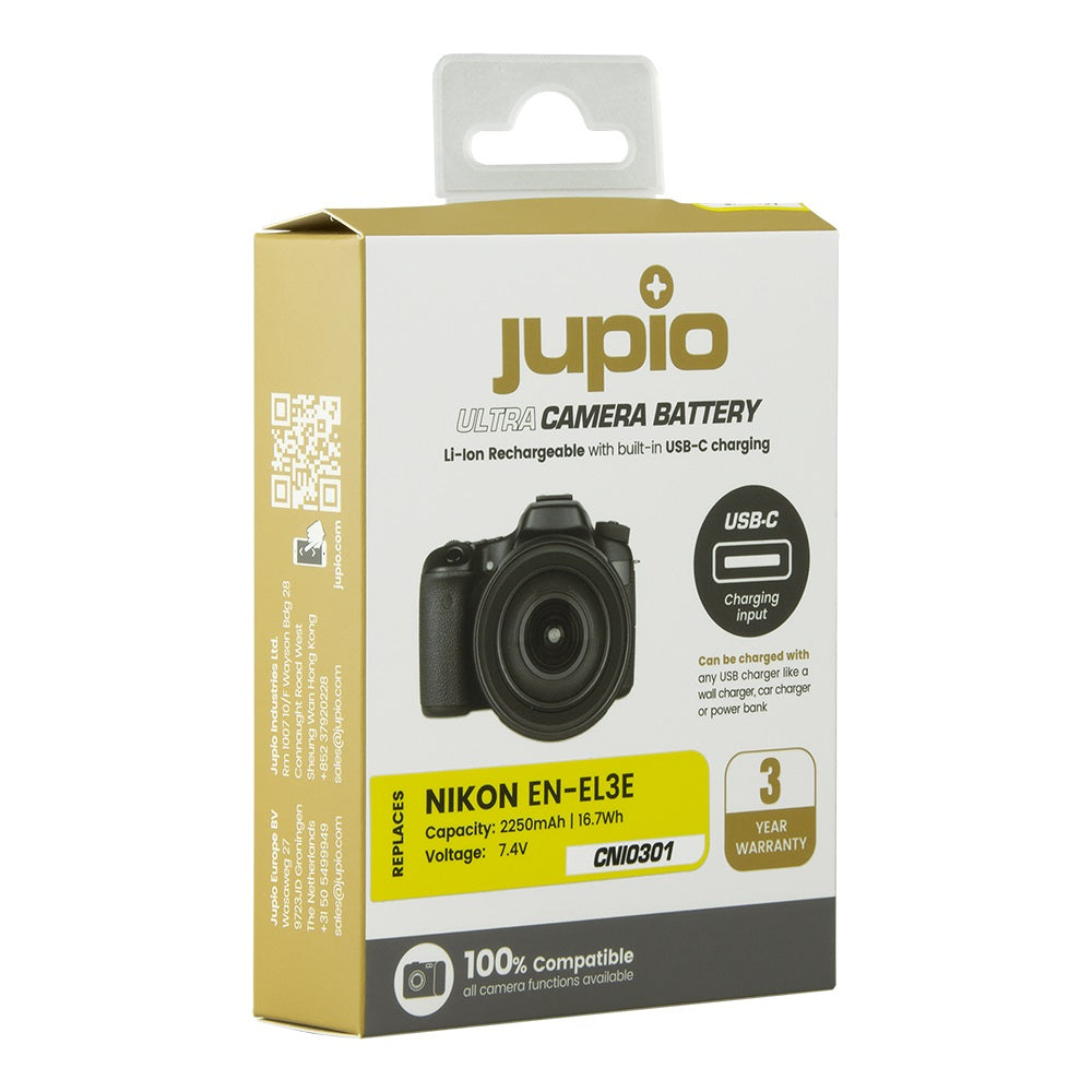 Jupio Nikon EN-EL3E Ultra C 2250mAh con ingresso USB-C