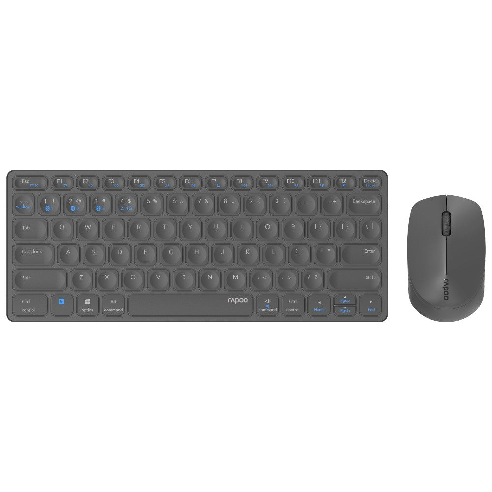 Rapoo 9600M Wireless multimode Blade Combo Set, QWERTY US - Grigio scuro