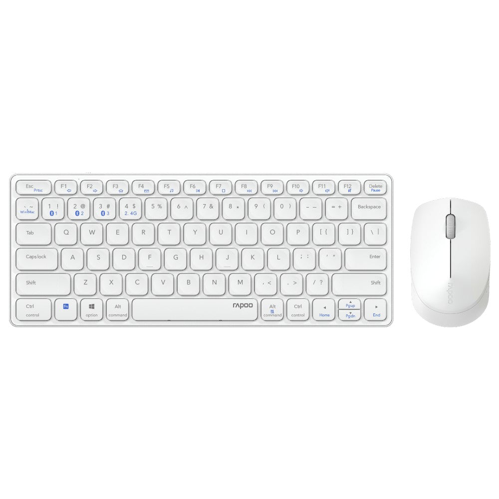 Rapoo 9600M Wireless multimode Blade Combo Set, QWERTY US - Bianco