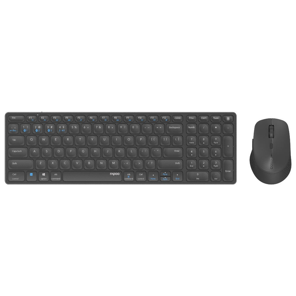 Rapoo 9700M Wireless multimode Blade Combo Compact Set, QWERTY US - Grigio scuro