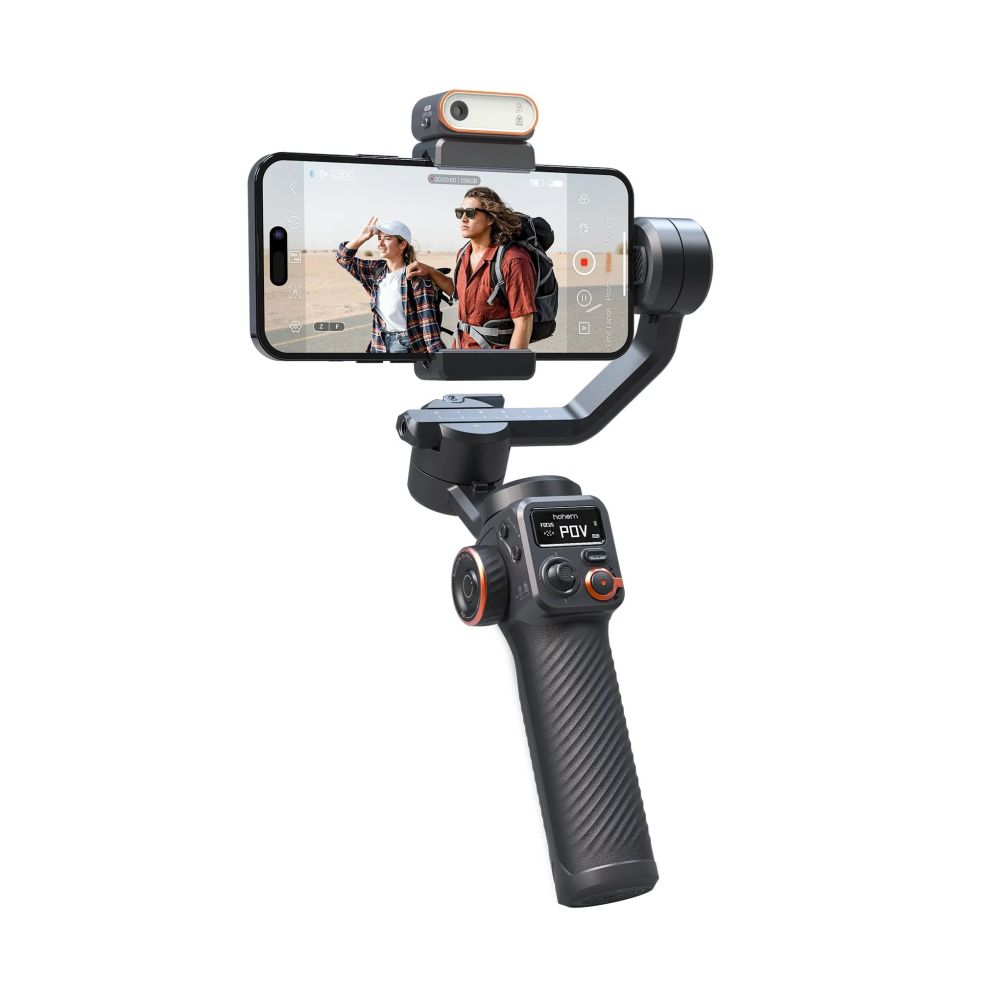 Hohem Gimbal per smartphone Pro a 3 assi con luce magnetica con funzione di tracciamento AI