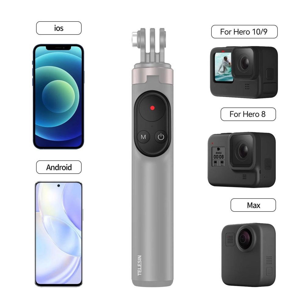 Telesin Vlog-selfie stick per GoPro con Bluetooth telecomando e telefoonhouder