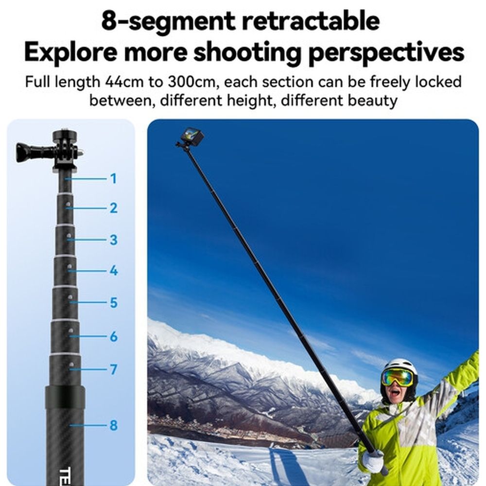 Telesin Premium Bastone per selfie carbonio (300 cm)