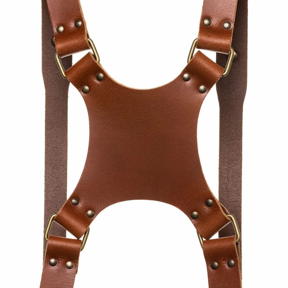 The Hantler Imbracatura per doppia fotocamera Cognac / Argento antico, Regular