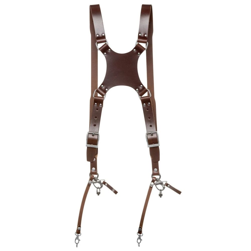 The Hantler Imbracatura per doppia fotocamera Brandy / Argento antico, grande