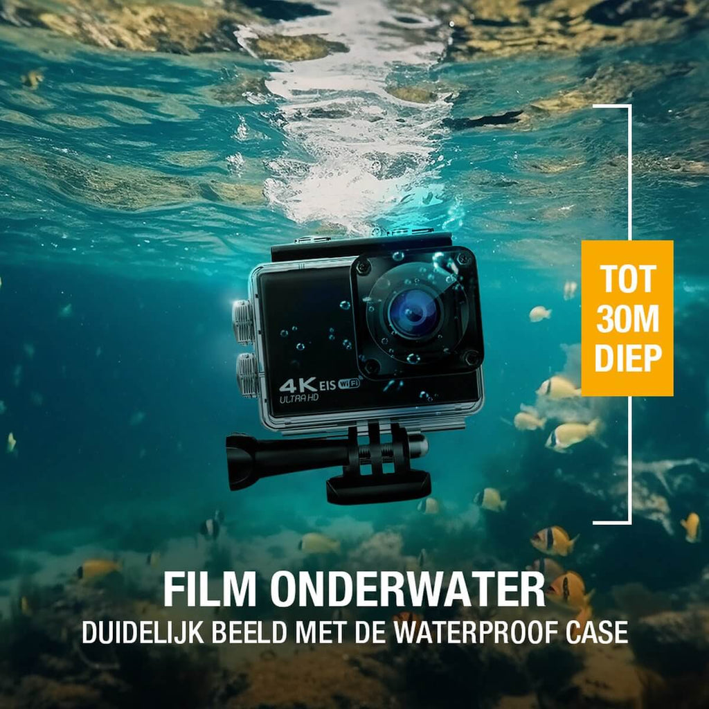 Pora&Co Action camera 4K, 16MP, 60FPS, 30m waterproof