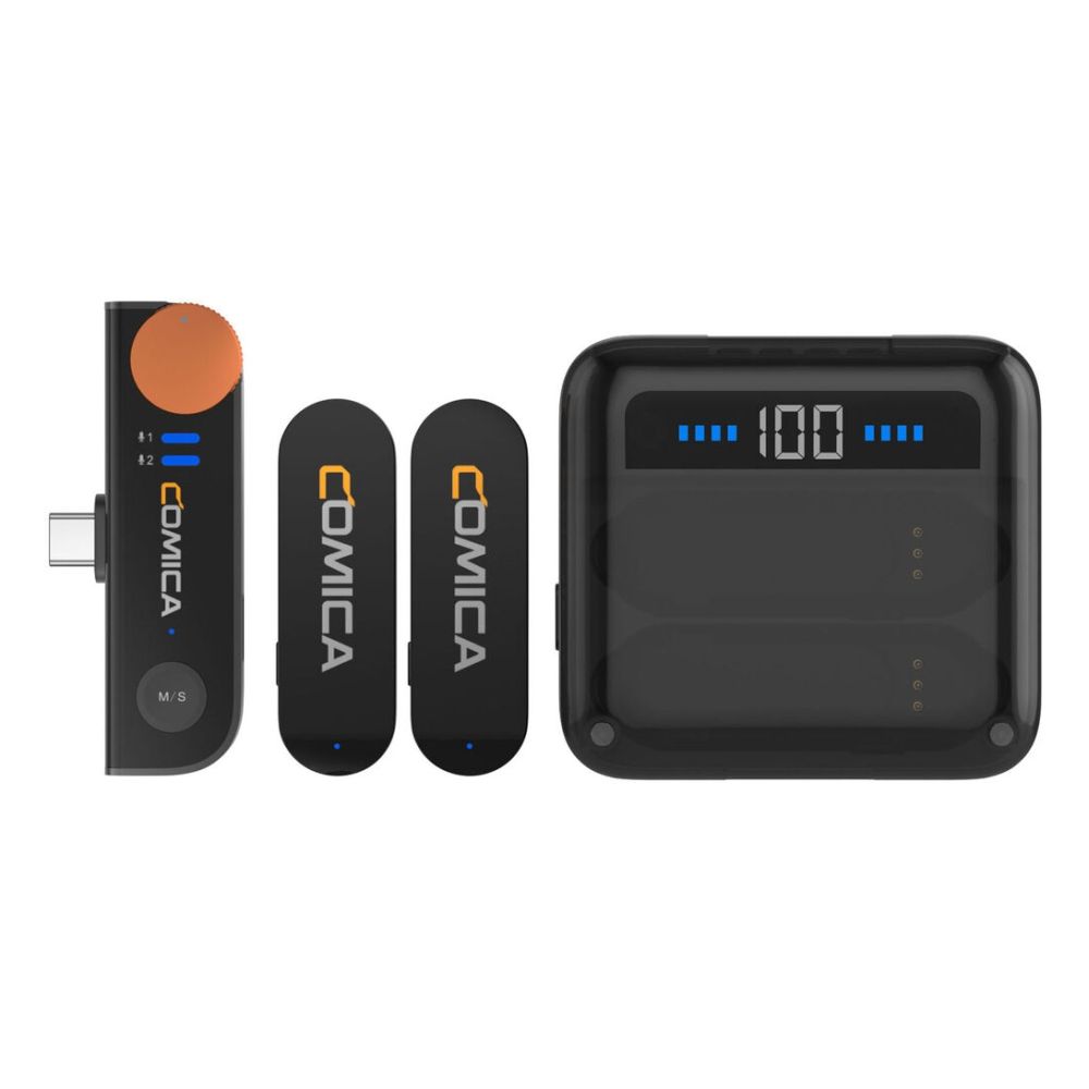 Comica Microfono wireless per smartphone 2.4GHz 2 trasmettitori USB-C