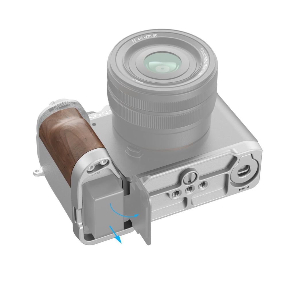 SmallRig Piastra di montaggio a L con impugnatura in legno per Sony Alpha 7C II / Alpha 7CR 4796