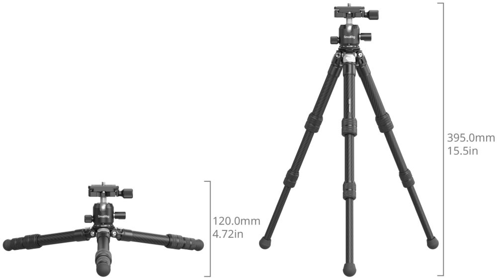 SmallRig 5026 Kit treppiede tascabile in fibra di carbonio
