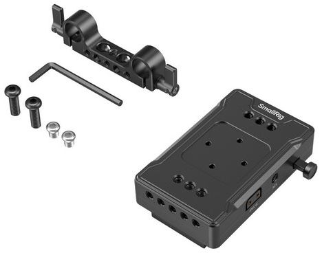 SmallRig 3498B Piastra adattatore per batteria V-Mount (versione base) con morsetto a doppia asta