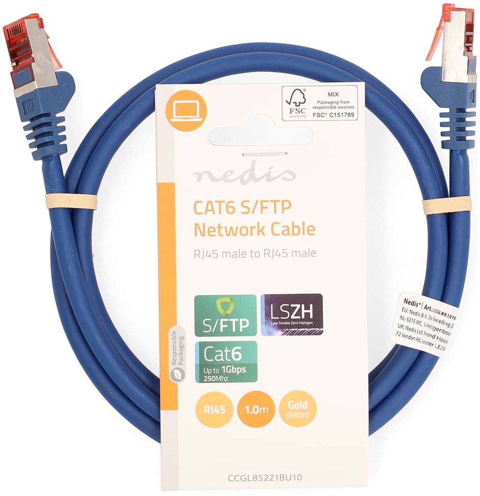 Nedis Cat6 S/FTP RJ45 Cavo di rete maschio - RJ45 maschio 1m blu