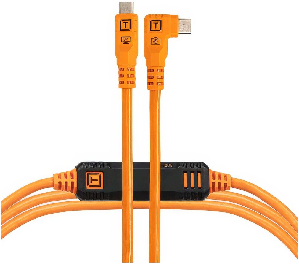 Tether Tools TetherPro Optima 10G USB-C, 15' (4,6 m), da dritto a destra arancione
