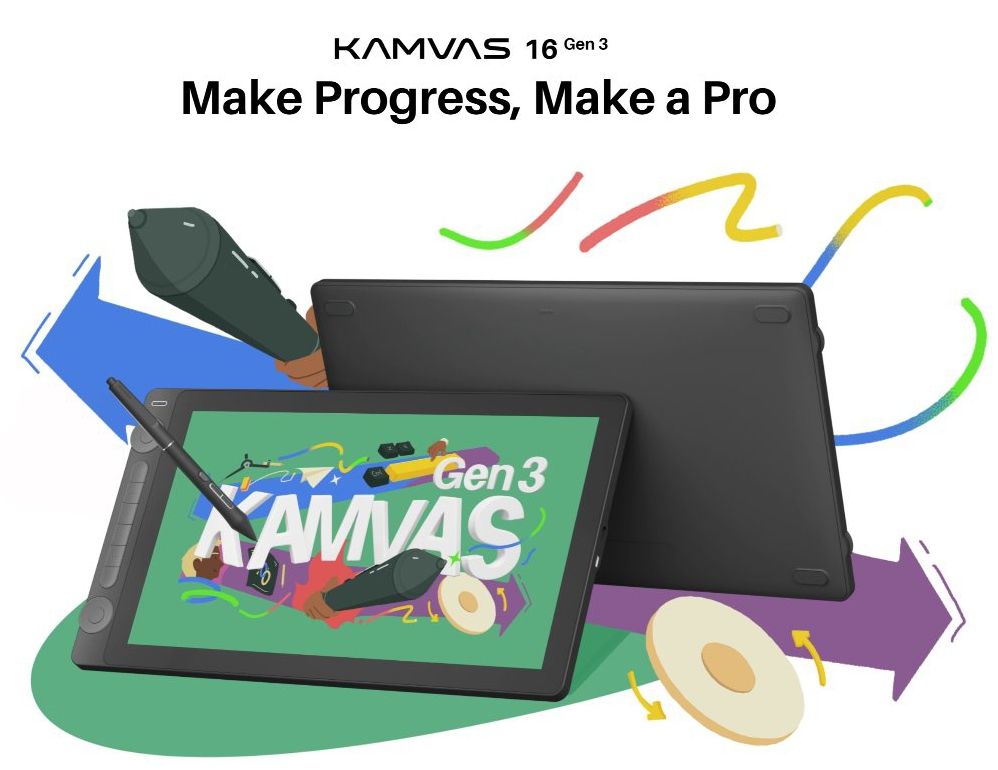 Huion Kamvas 16 Gen 3 con supporto