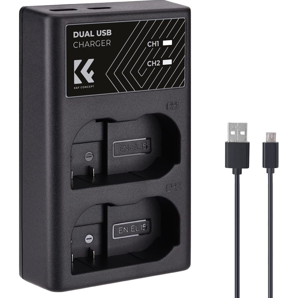 K&F Concept EN-EL15 Caricabatterie doppio USB-C