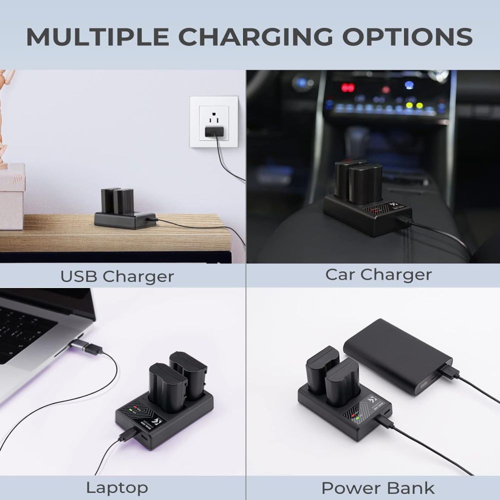 K&F Concept EN-EL15 Caricabatterie doppio USB-C