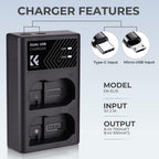 K&F Concept EN-EL15 Caricabatterie doppio USB-C