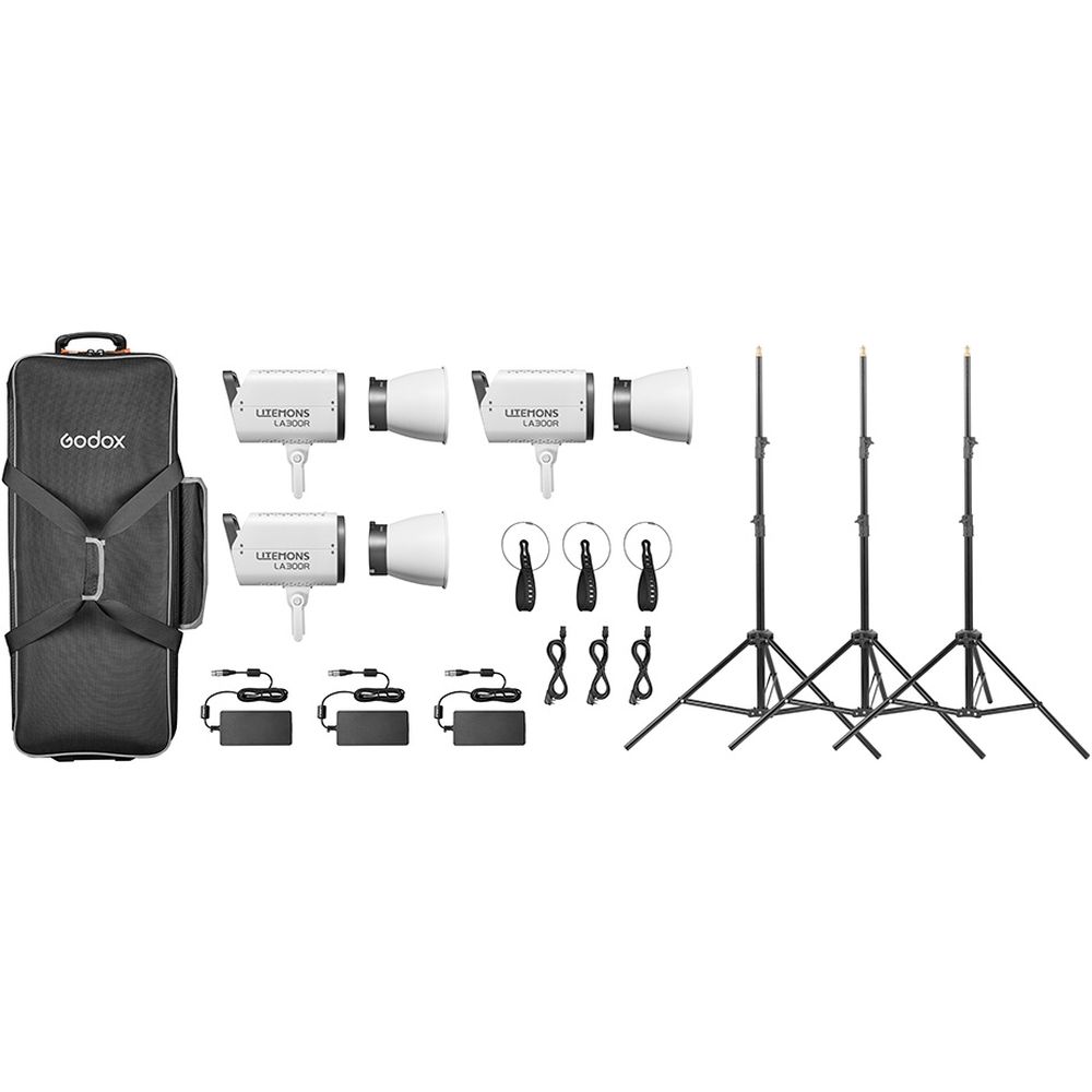Godox Litemons LA300R Kit 3 luci video LED RGB (bianco)
