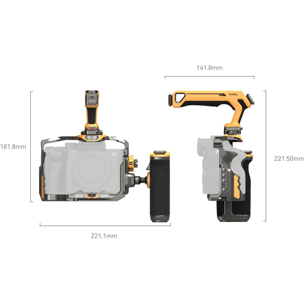 SmallRig 5518 "HawkLock" Kit gabbia a sgancio rapido per Sony Alpha 7R V / Alpha 7 IV / Alpha 7S III (Advanced Edition) "BumbleBee Edition"