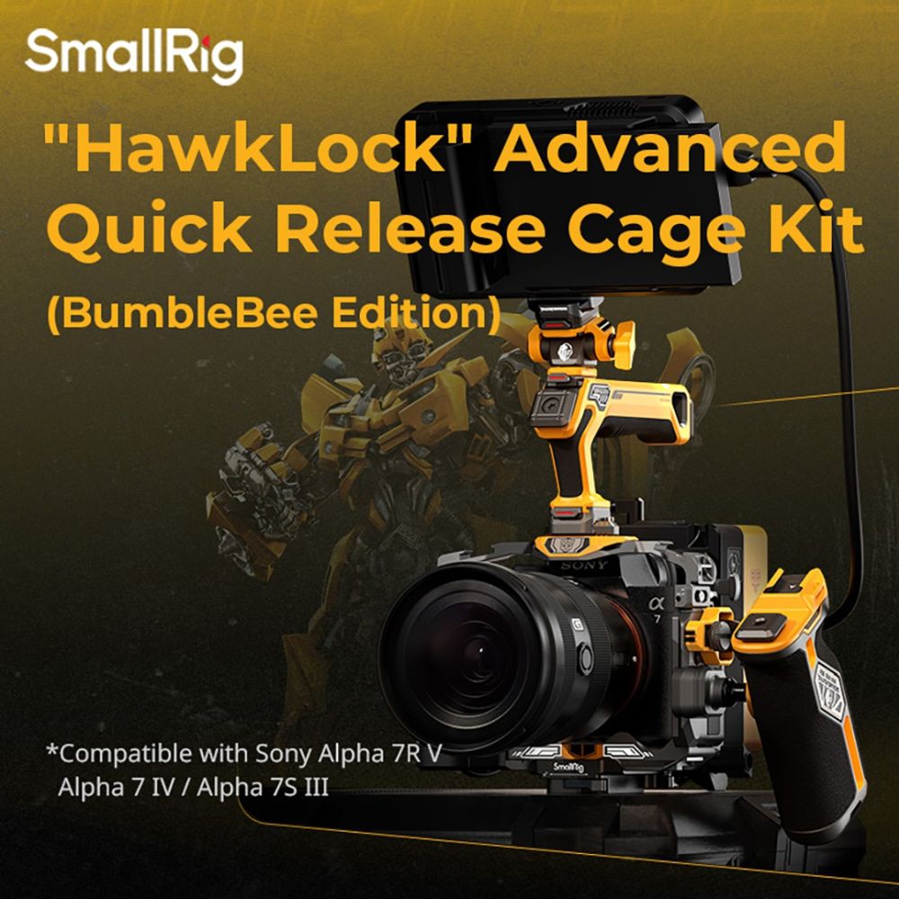 SmallRig 5518 "HawkLock" Kit gabbia a sgancio rapido per Sony Alpha 7R V / Alpha 7 IV / Alpha 7S III (Advanced Edition) "BumbleBee Edition"