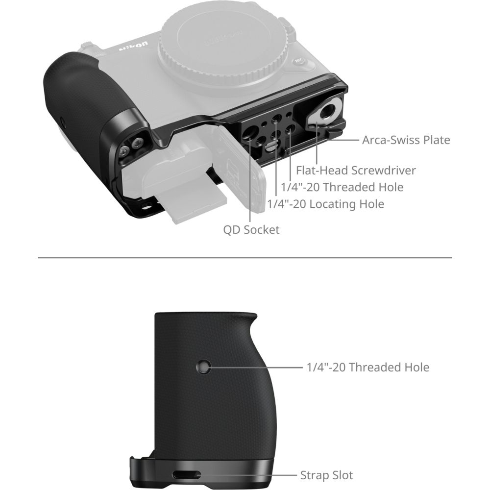 SmallRig 5466 Piastra di montaggio a L con impugnatura in silicone per Nikon ZR