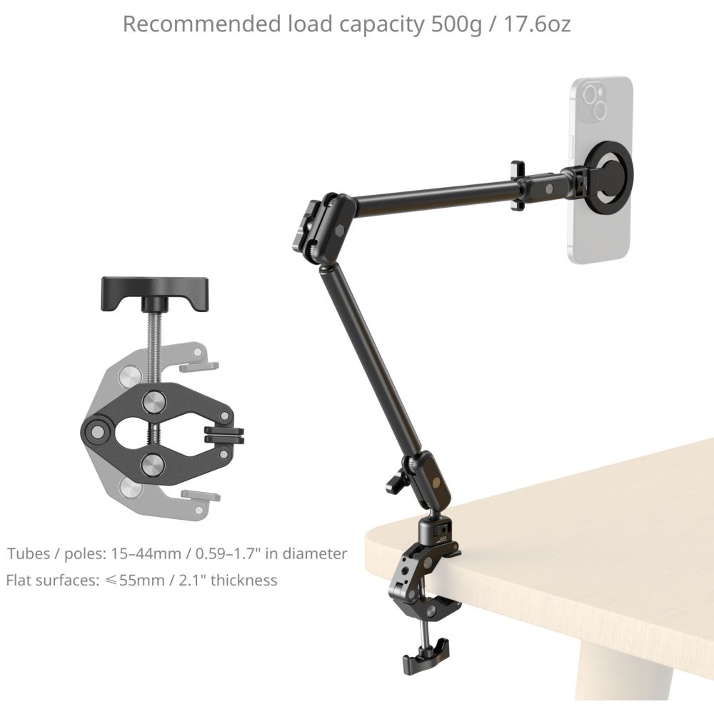 SmallRig 5626 Desktop Magic Arm con kit di morsetti a forma di granchio (edizione compatibile con MagSafe)