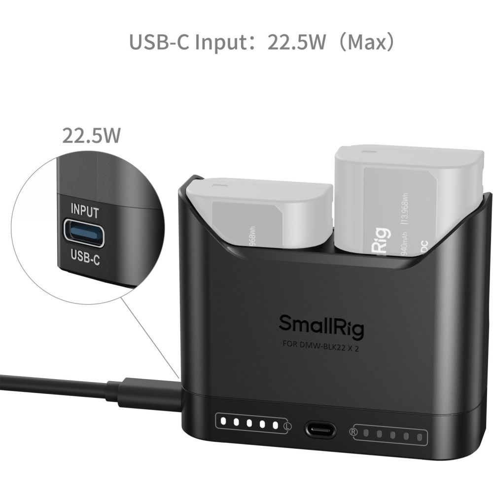 SmallRig 5492 Caricabatterie per fotocamera per DMW-BLK22