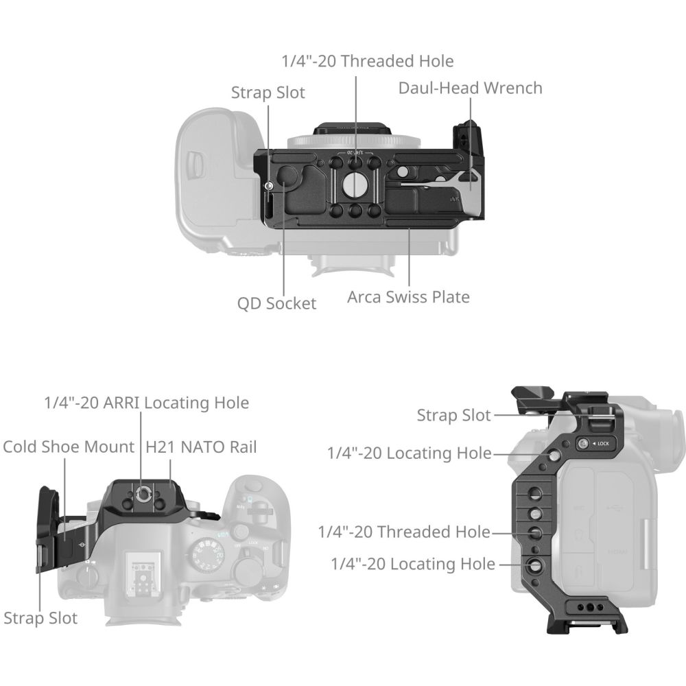 SmallRig 5953 "HawkLock" Mezza gabbia a sgancio rapido per Canon EOS R6 Mark III / R6 Mark II / R5 Mark II