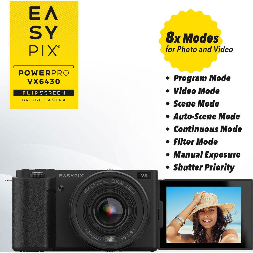 Easypix PowerPro VX6430 FlipScreen WiFi Bridge Fotocamera