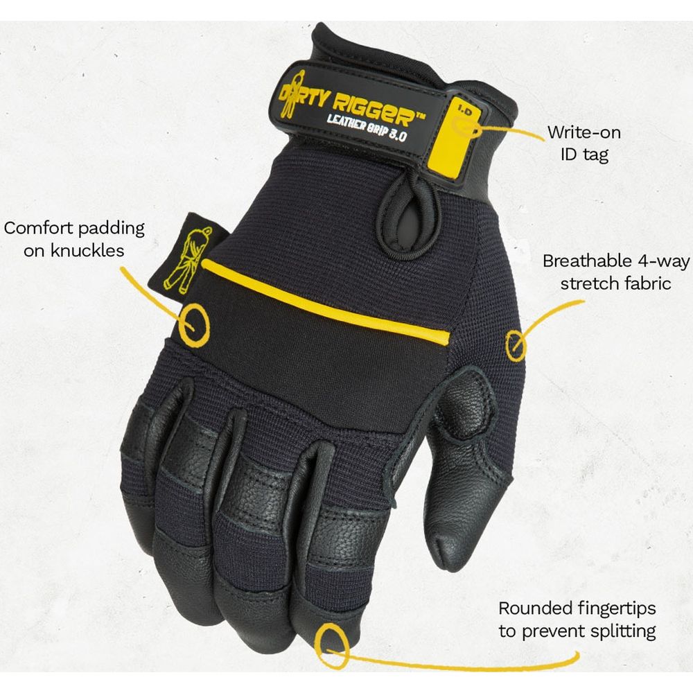 Dirty Rigger Leather Grip 3.0 Glove Full Fingered XL