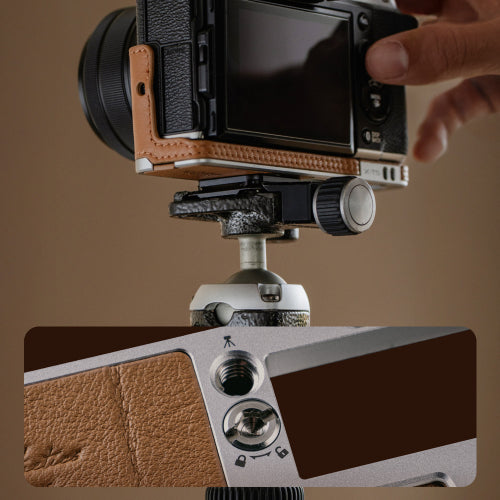 PGYTECH Leather Fotocamera Custodia per Fujifilm X100VI – Clay Marrone