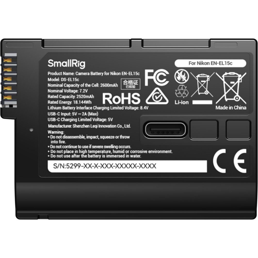 SmallRig 5299 Nikon EN-EL16c USB-C Batteria per fotocamera con display di alimentazione