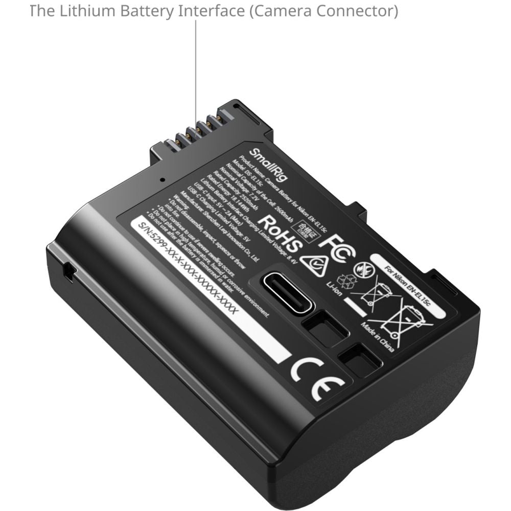 SmallRig 5299 Nikon EN-EL16c USB-C Batteria per fotocamera con display di alimentazione